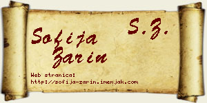 Sofija Zarin vizit kartica